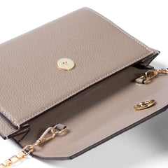 Isabel Bernard Honoré Lina Taupe Clutch With Detachable Shoulder Chain IB21135-078