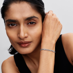 Pandora Timeless 925 Sterling Silver Heart Cuban Chain Bracelet 594226C01-16