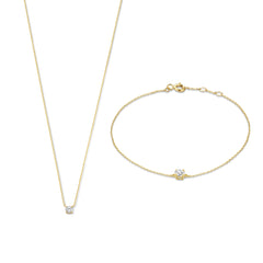 Isabel Bernard Cadeau d'Isabel 14 Carat Golden Necklace and Bracelet giftset IB90029