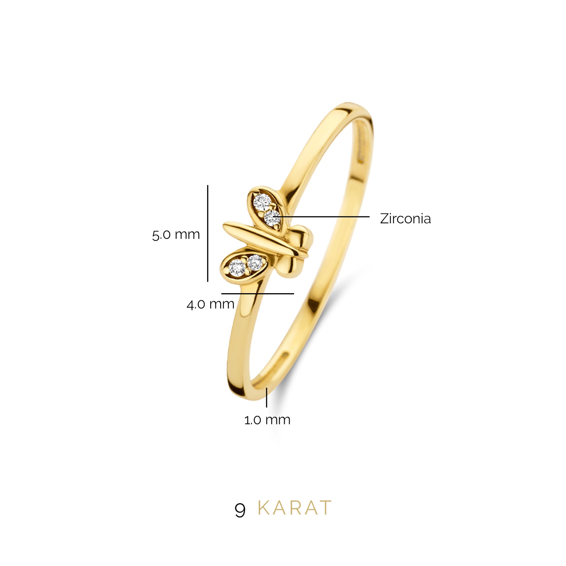 Beloro Jewels Della Spiga Farfalla 9 carat gold Ring BO330006-50