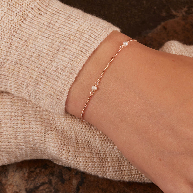 Karma 925 Sterling Silber RoséGoldfarbene Tiny Pearls Armband 94126RP (Länge: 16.50 - 19.00 cm)-zoom-