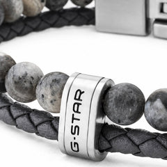 G-STAR Tether02R Grey Braided Leather Bracelet GSJ.110.04