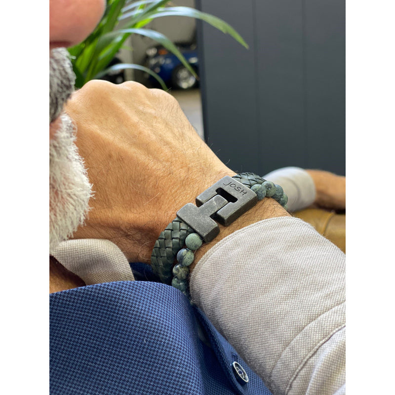 Josh Vintage herren Armband Grün 24966-BRA-VB/GREEN/M-zoom-