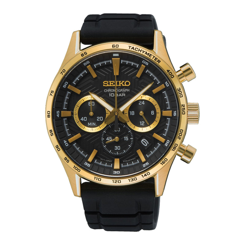 Seiko Chronograph herren Uhr Schwarz SSB446P1-zoom-