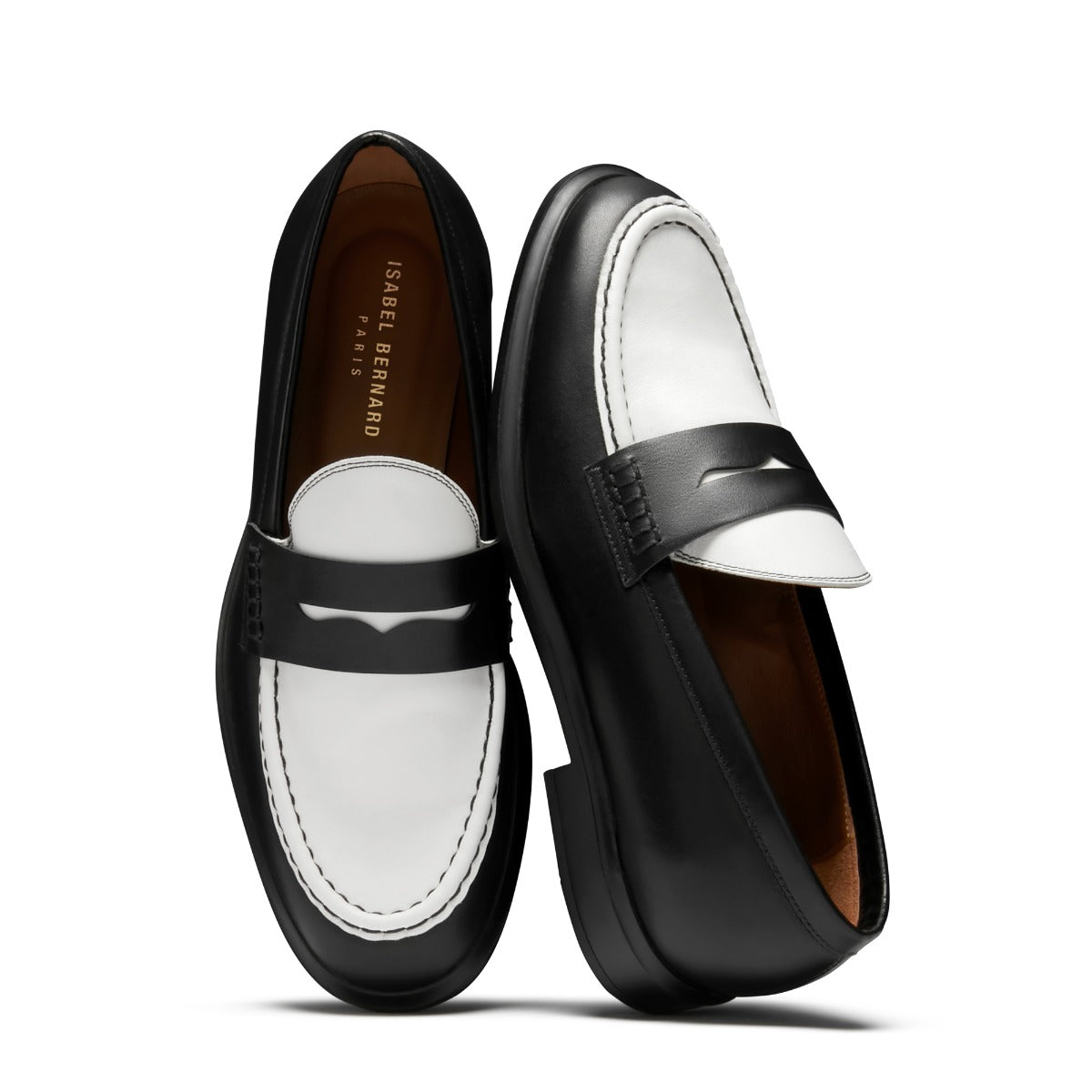 Vendôme Blandine Black and White Calfskin Leather Loafers IB51015-10176-37