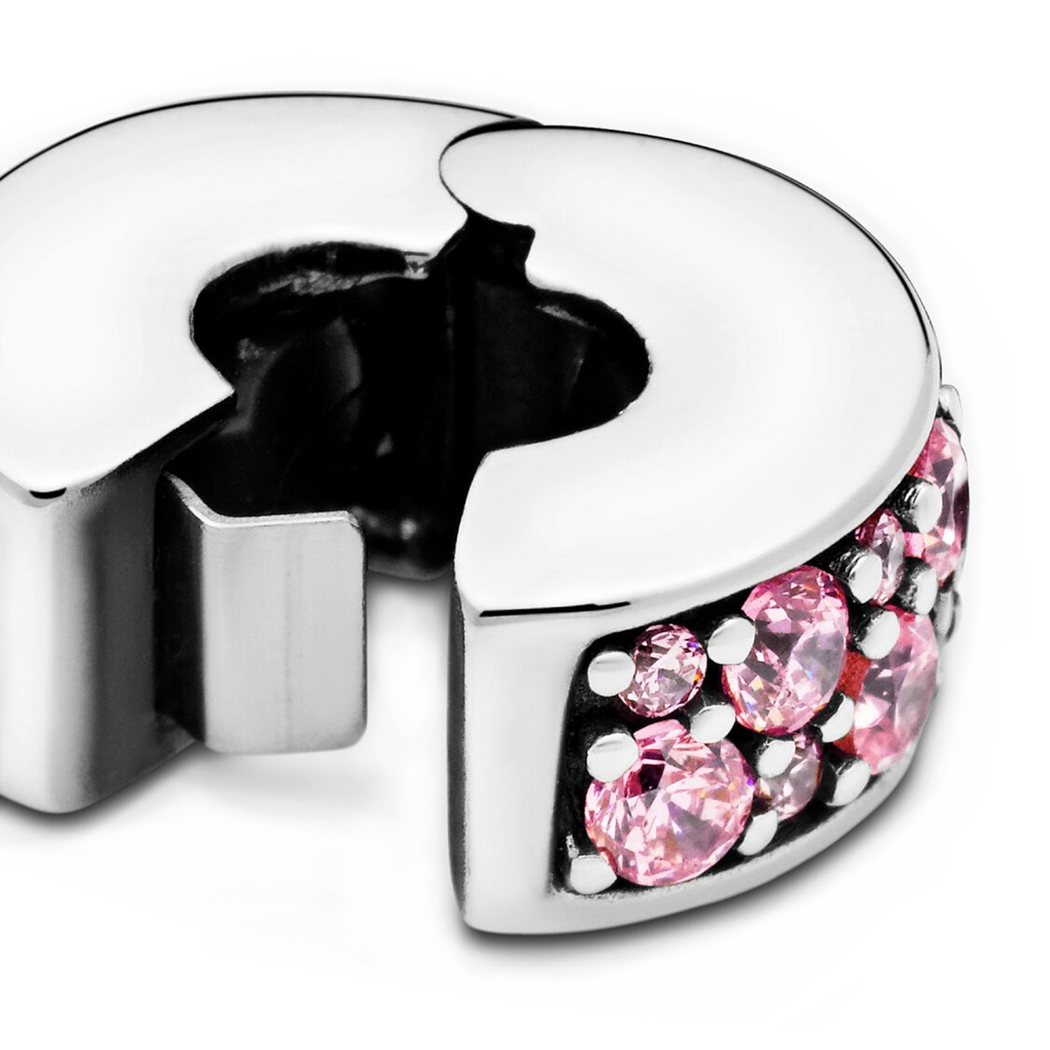 Pandora Colours 925 Sterling Silver Pink Pavé Clip Charm 791817PCZ