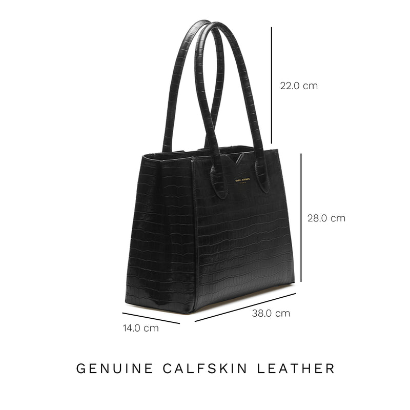 Isabel Bernard Honoré Cloe Kroko Schwarze Handtasche IB25007-zoom-
