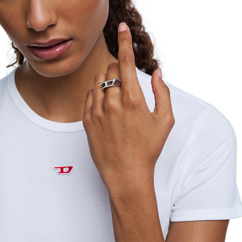 Diesel D Logo Silver Stainless Steel Ring DX16380407-zoom-