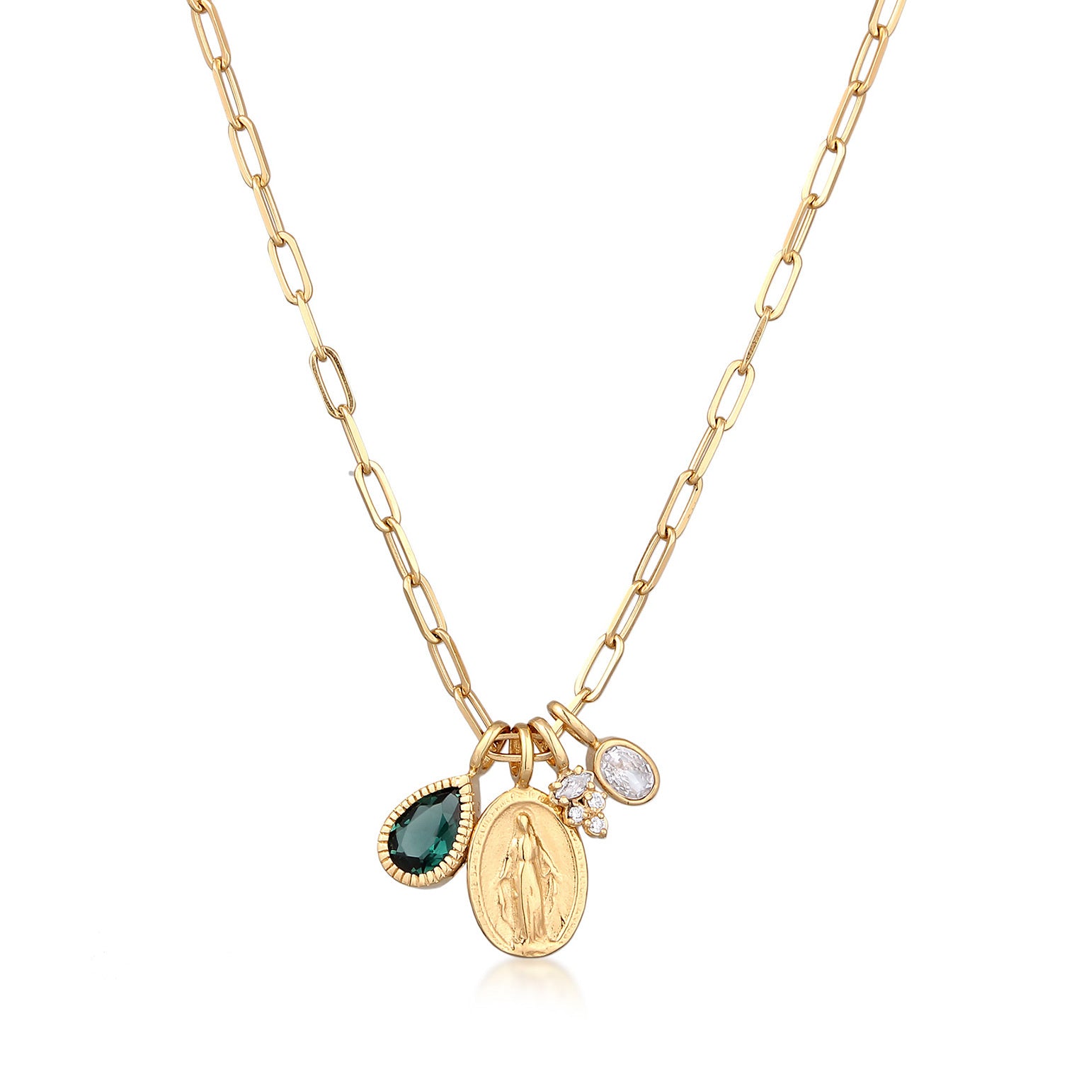 Elli 925 Sterling Silver Necklace Gold plated with Quartz 2004-BF-0008133-001