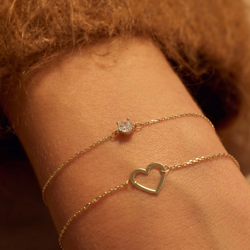 Beloro Jewels Regalo d'Amore 9 Karat Gold Halskette und Armband Geschenkset mit Zirkonia-Steinen BO90048-zoom-