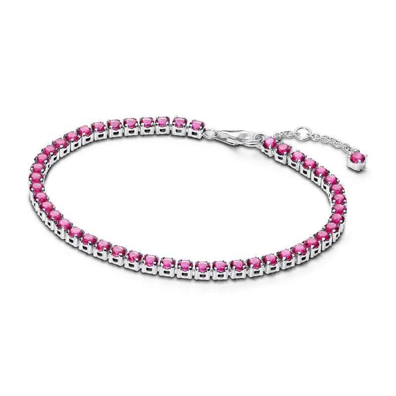 Pandora Timeless 925 Sterling Silver Sparkling Pink Tennis Bracelet 591469C04-18-zoom-