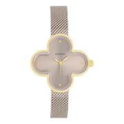 OOZOO Timepieces Damenuhr Mit Kleeblatt In Gold Und Taupe C11528