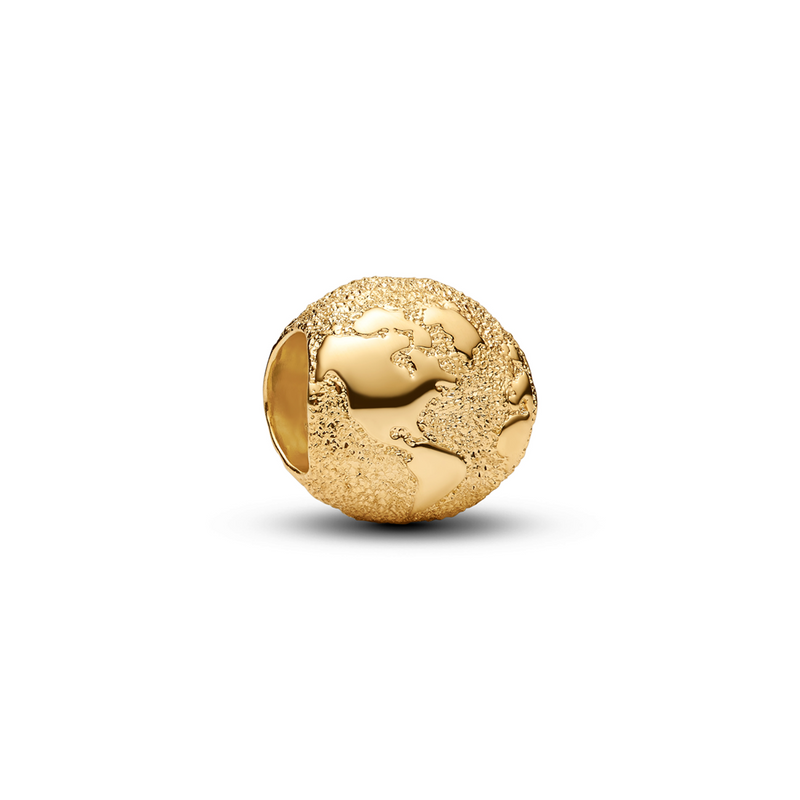Pandora Moments Gold Plated Textured Globe Mini Charm 764529C00-zoom-