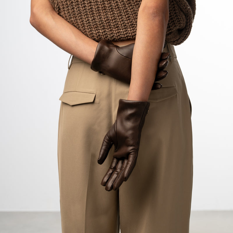 Isabel Bernard Honoré Eleanor dunkelbraune Lederhandschuhe aus Ziegenleder IB67000-331-8-zoom-
