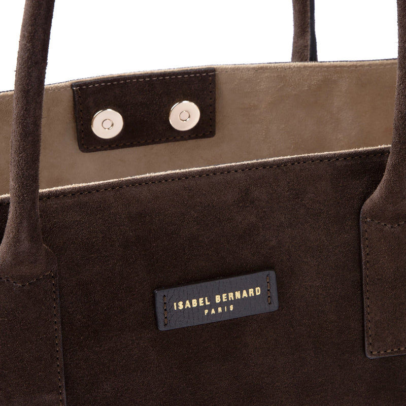 Isabel Bernard Honoré Elin Dunkelbraune Wildleder Schultertasche IB25111-131-zoom-