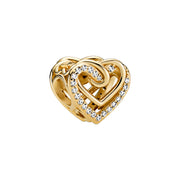 Pandora Moments Goldfarbene Entwined Hearts Charm mit 585er Golden Plattierung 769270C01