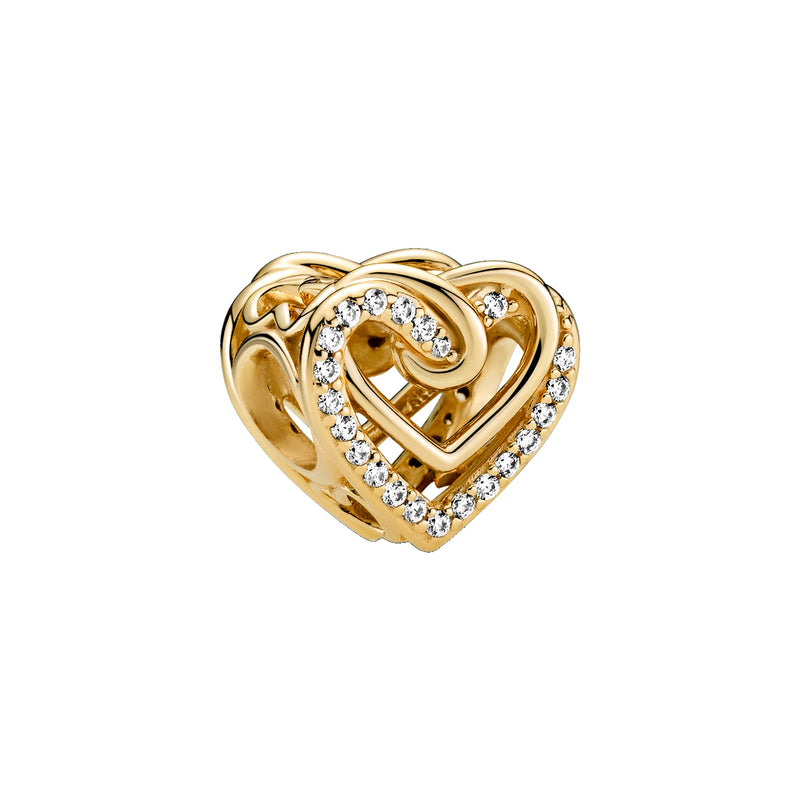 Pandora Moments Goldfarbene Entwined Hearts Charm mit 585er Golden Plattierung 769270C01-zoom-
