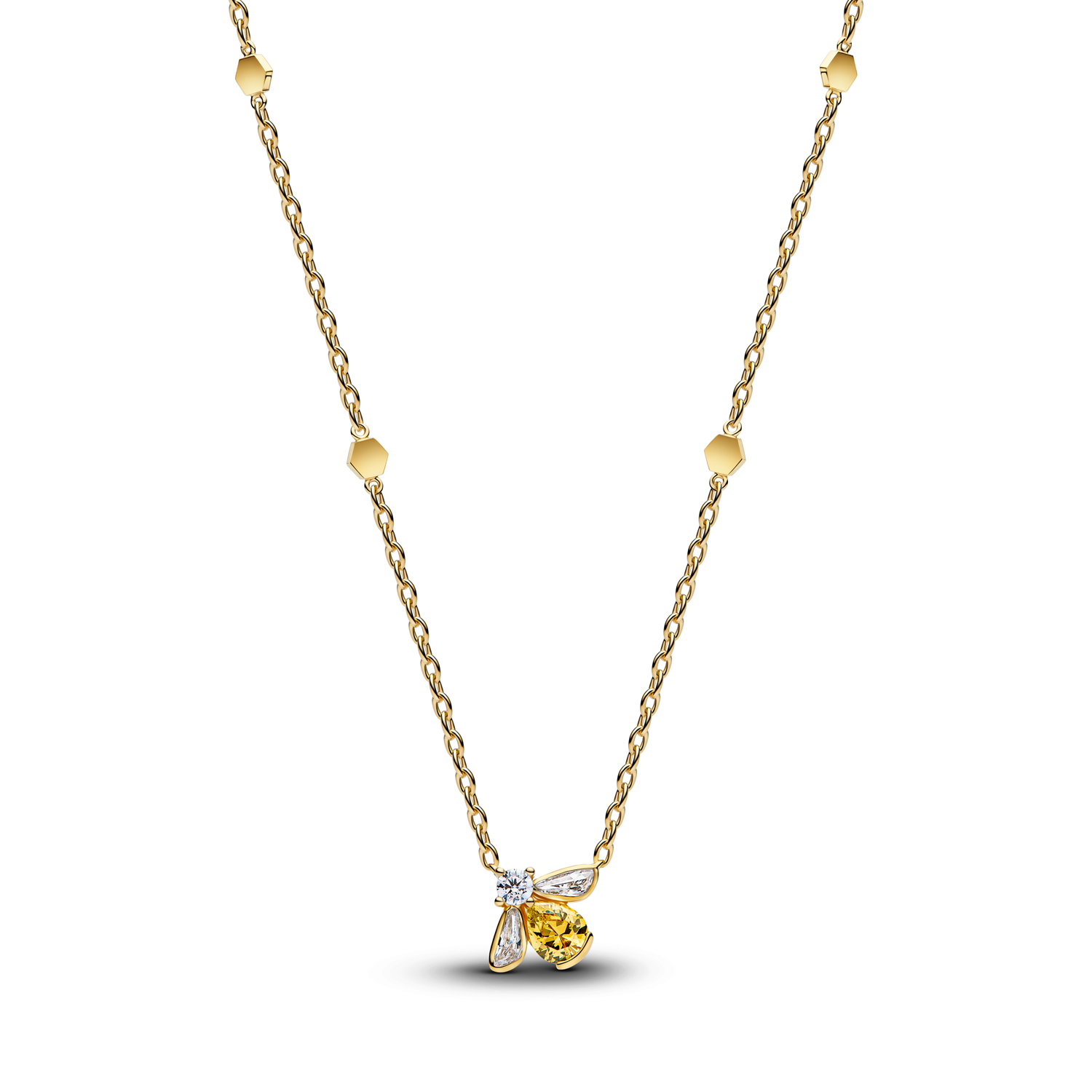 Pandora Timeless Gold Plated Zirconia Yellow Honey Bee Pendant Necklace 364560C01-45