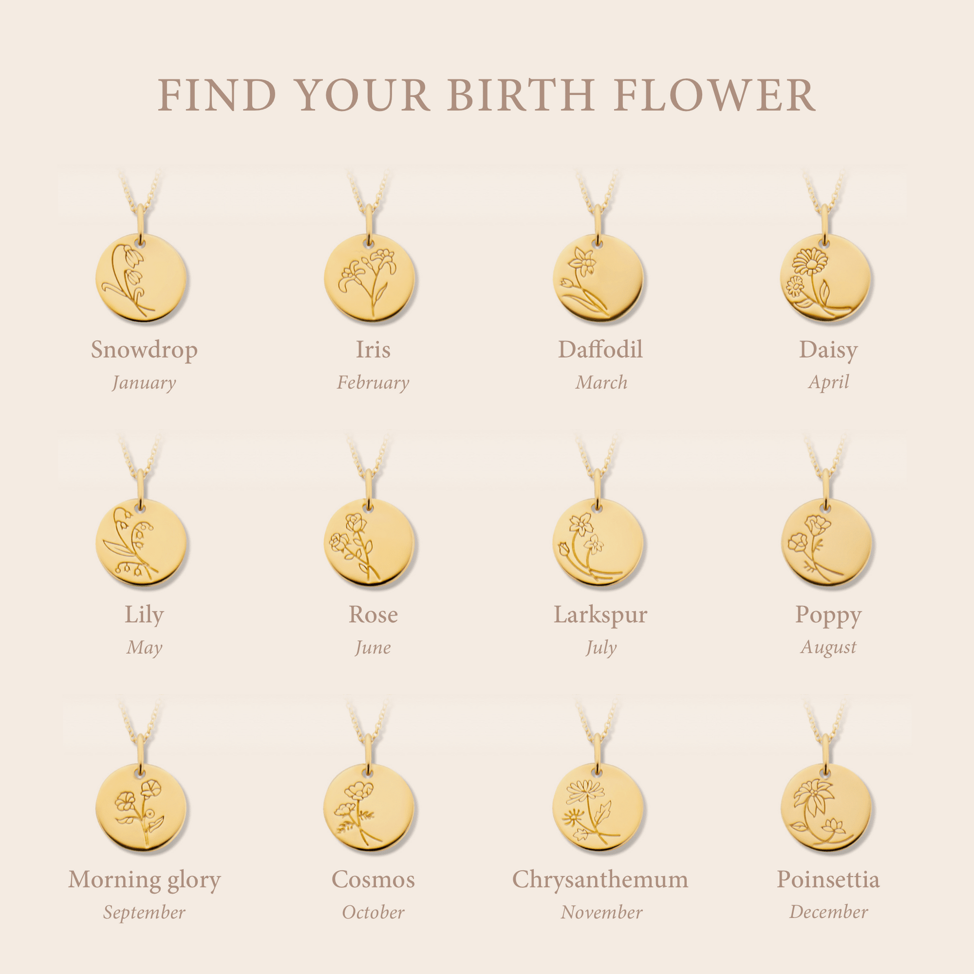 Violet Hamden Venus 925 Sterling Silver Gold-coloured Necklace with Birthflower VH340025-NOV