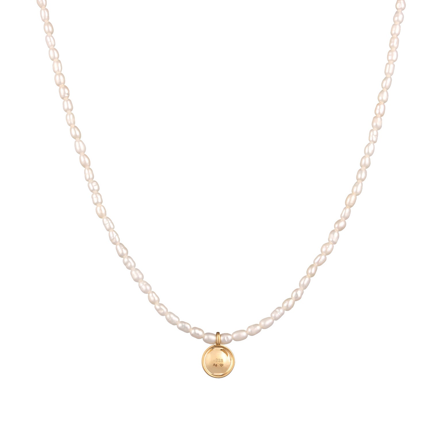 Elli 925 Sterling Silver Pearl Necklace with Coin 2004-BF-0007545-001