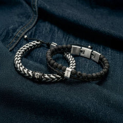 G-STAR Tether02R Black Braided Leather Bracelet GSJ.110.03