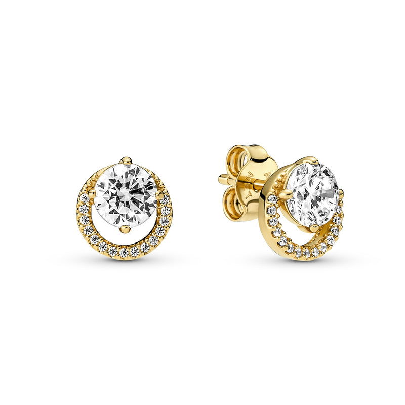 Pandora Timeless Goldfarbene Sparkling Round Halo Ohrknöpfe mit 585er Golden Plattierung 261248C01-zoom-