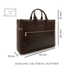 Isabel Bernard Honoré Anique Croco Brown Calfskin Handbag IB25073