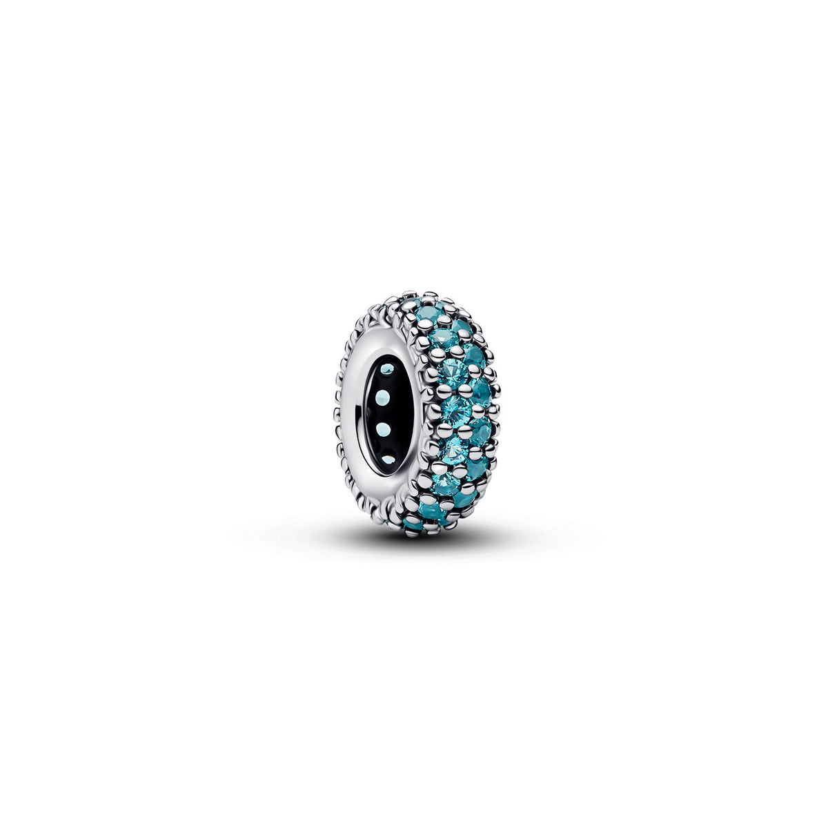 Pandora Moments 925 Sterling Silver Man-made Crystal Ice Blue Stone Spacer Charm 791359C01