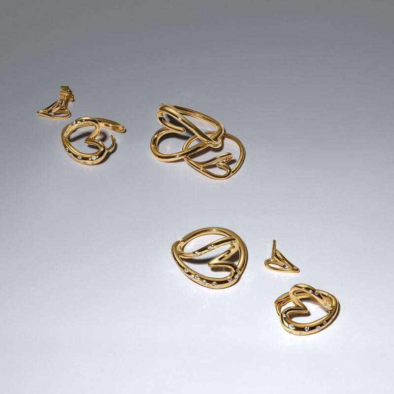 Pandora Essence Vergoldeter Organisch Geformter Stone-Set Herzring 164675C01-zoom-