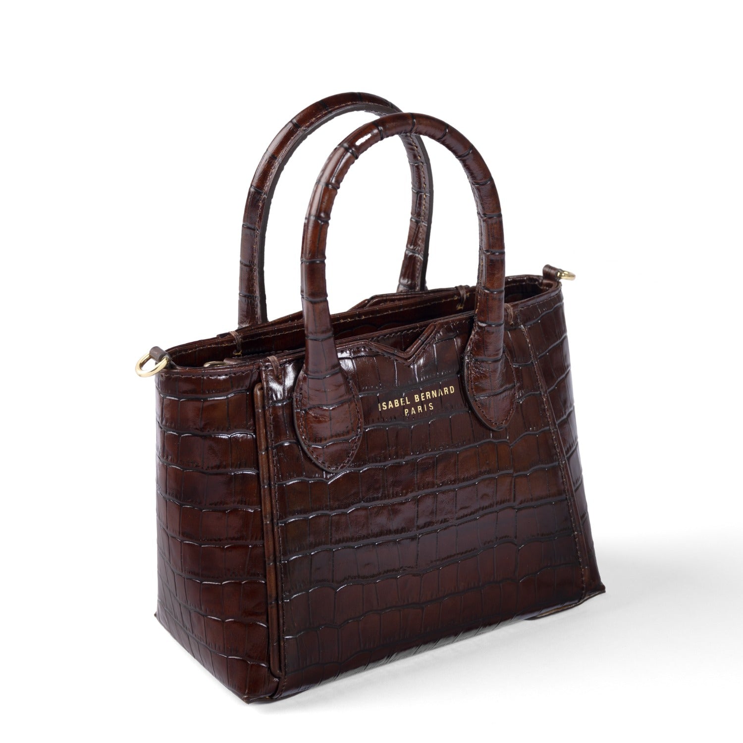 Isabel Bernard Honoré Cloe Mini Croco Brown Calfskin Leather Handbag IB21124-230