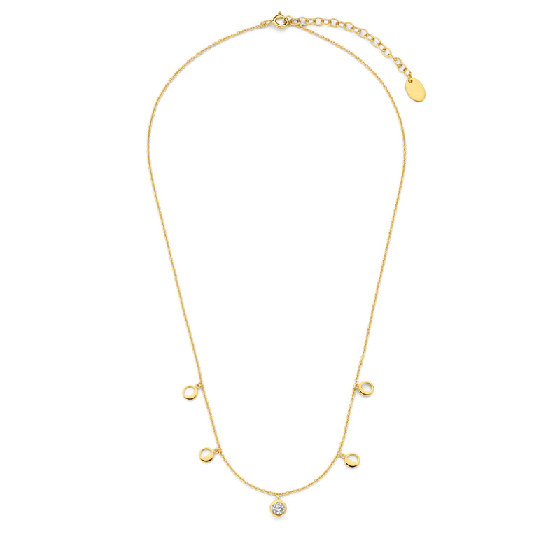 Violet Hamden Luna 925 Sterling Silberne Vergoldete Halskette mit Monden und Weißem Zirkonia-Stein VH340040-zoom-