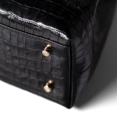 Isabel Bernard Femme Forte Minette Croco Black Calfskin Leather Handbag IB21114-201
