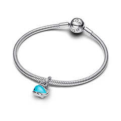 Pandora Moments 925 Sterling Silver Turquoise Whale Dangle Charm 793822C01