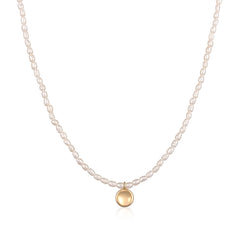 Elli 925 Sterling Silver Pearl Necklace with Coin 2004-BF-0007545-001
