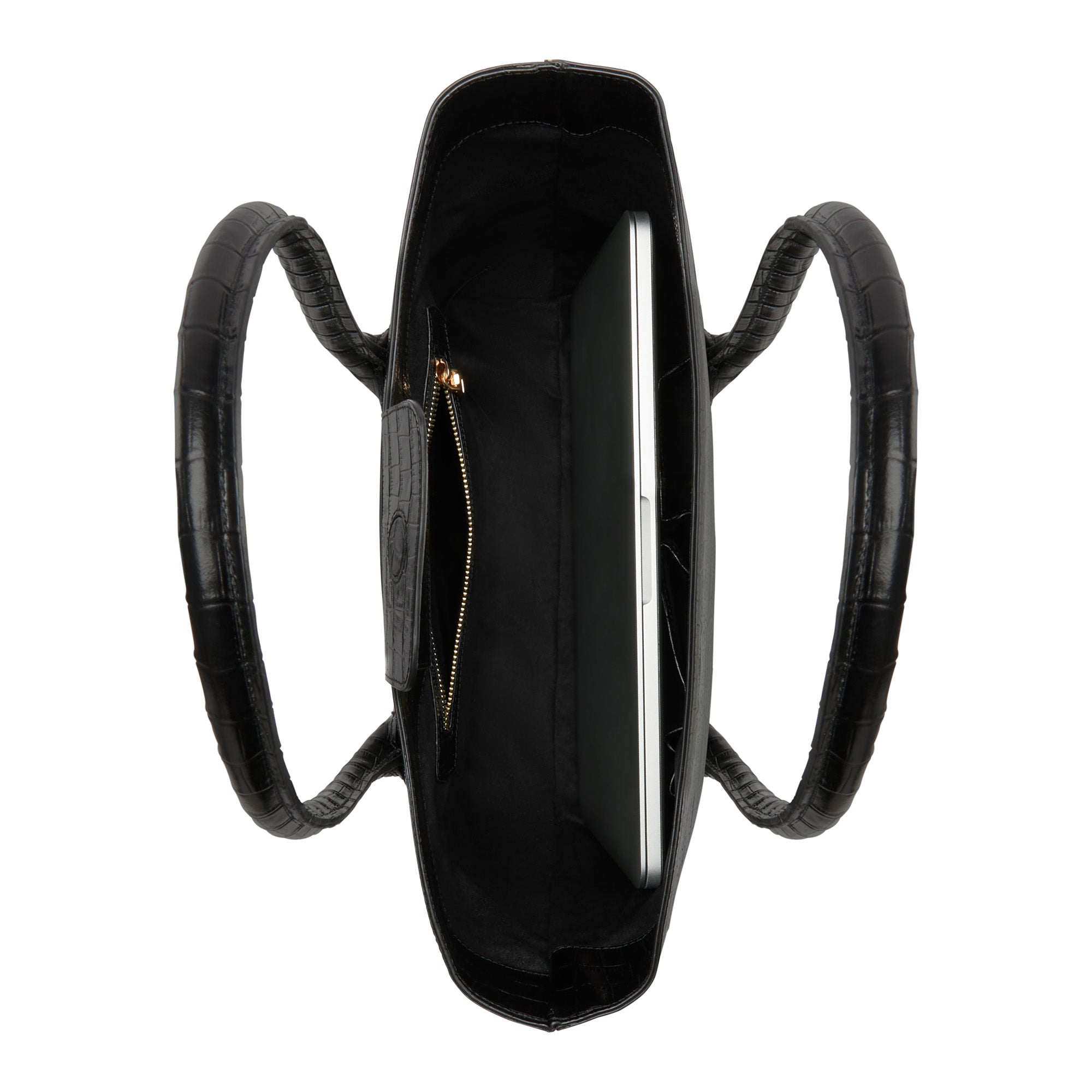 Isabel Bernard Honoré Lysanne Croco Black Calfskin Shopper IB25024