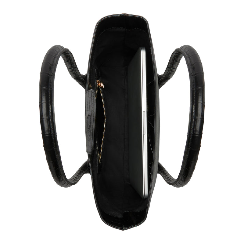 Isabel Bernard Honoré Lysanne Kroko Schwarz Kalbsleder Shopper IB25024-zoom-