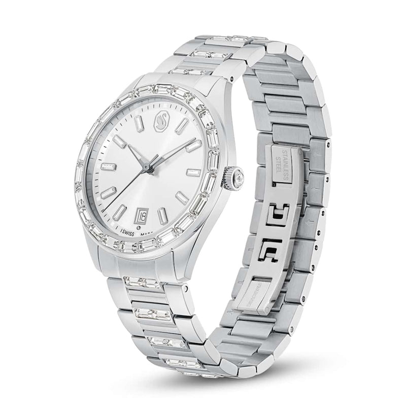 Swarovski Matrix Uhr aus silberfarbenem Stahl 5734665-zoom-