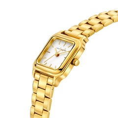 Violet Hamden Dawn Base Square Women's Watch Gold Coloured and White VH09040