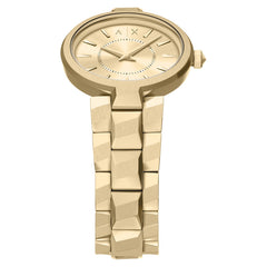 Armani Exchange Audora Round Gold Dial Watch AX4407
