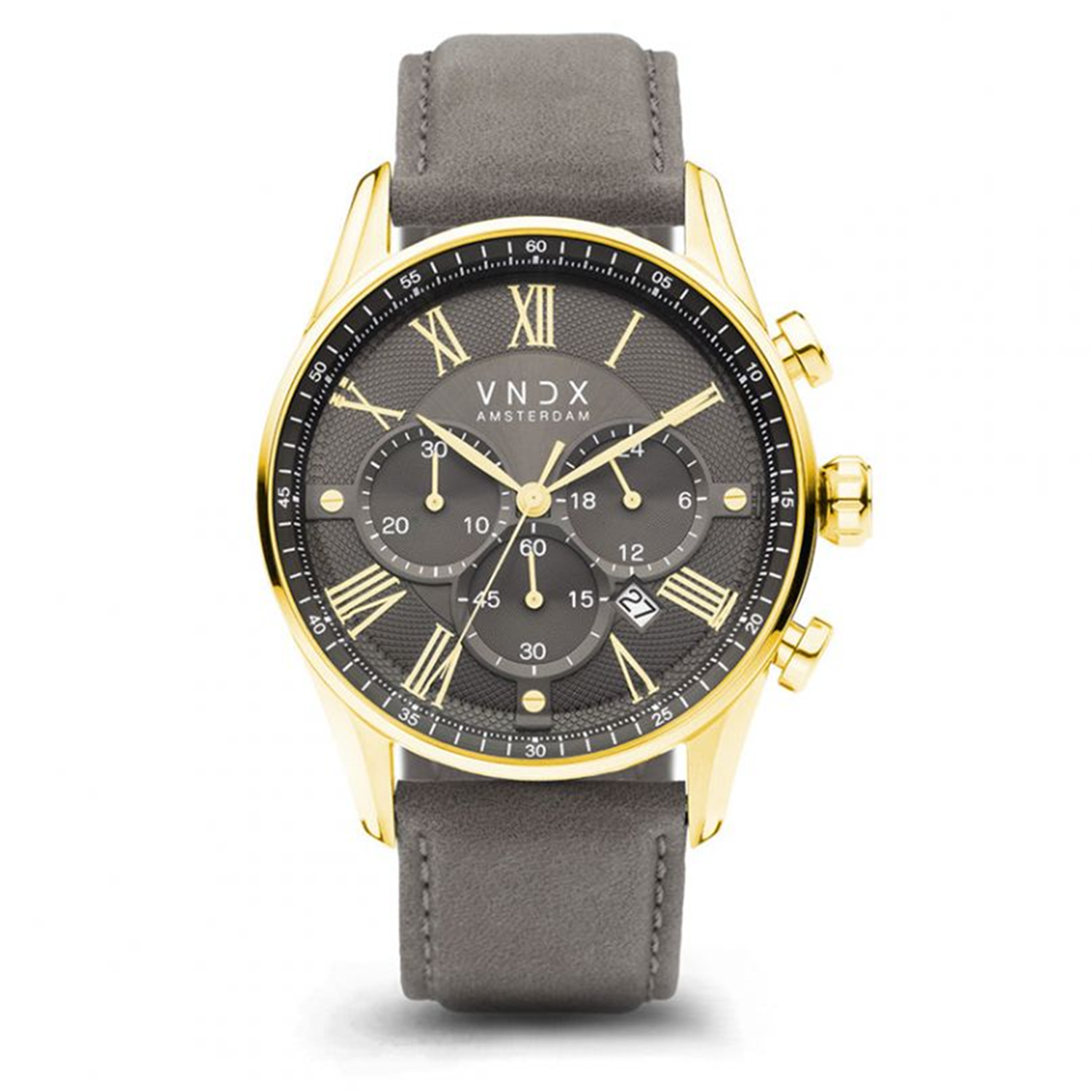 VNDX The Chief Gold Leder Grey Men's Watch 2003-LD33056-16