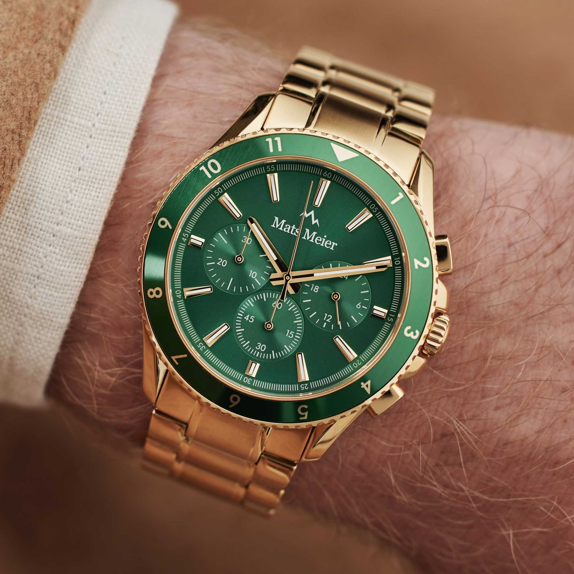 Mats Meier Ponte dei Salti Chronograph Men'sWatch Gold-coloured and Green MM00512
