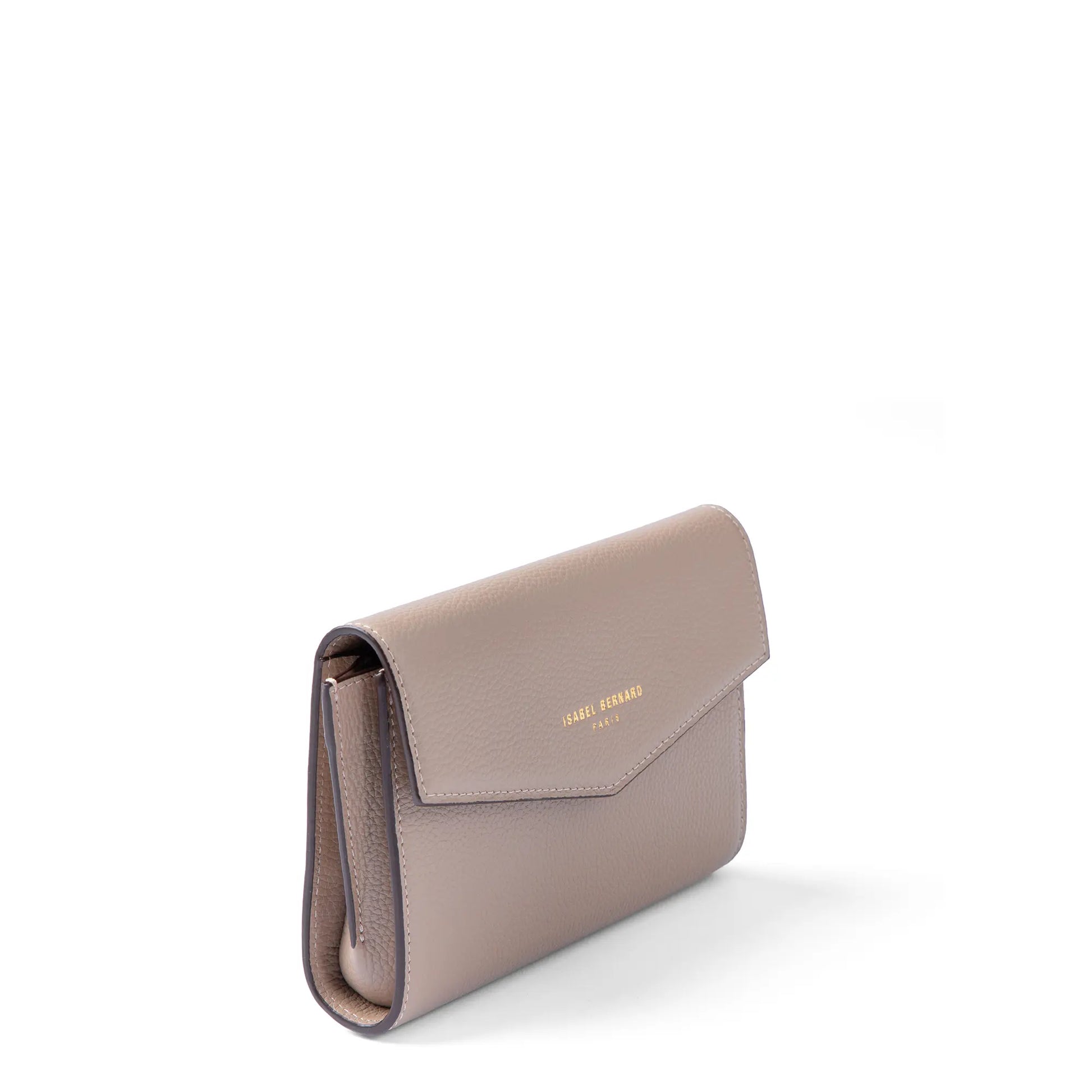 Isabel Bernard Honoré Lina Taupe Clutch With Detachable Shoulder Chain IB21135-078