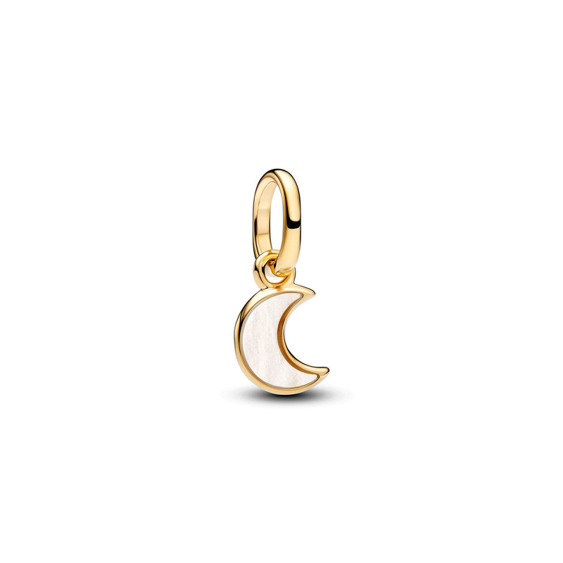 Pandora ME Vergoldeter Bioresin Man-Made Mother Of Pearl White Crescent Moon Mini Charm-Anhänger 764614C01-zoom-