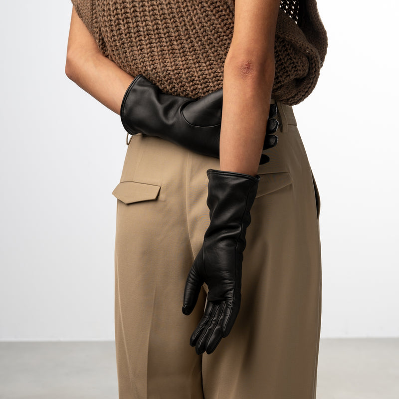 Isabel Bernard Honoré Sylvie schwarze Lederhandschuhe aus Ziegenleder IB67004-301-6.5-zoom-