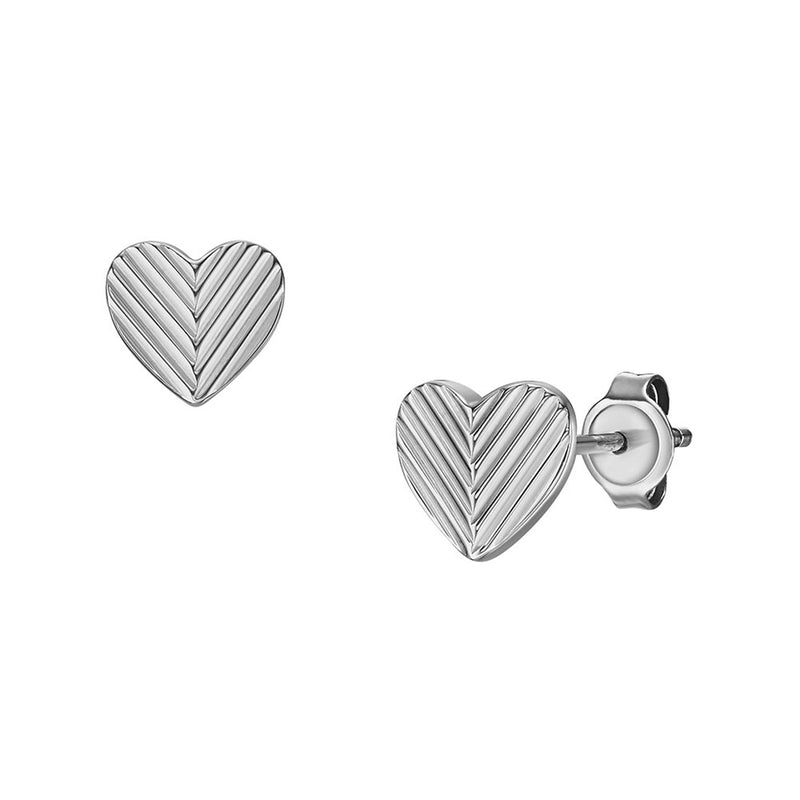 Fossil Harlow Silberfarbene Kette und Ohrknöpfe Geschenkset JF04669SET-zoom-