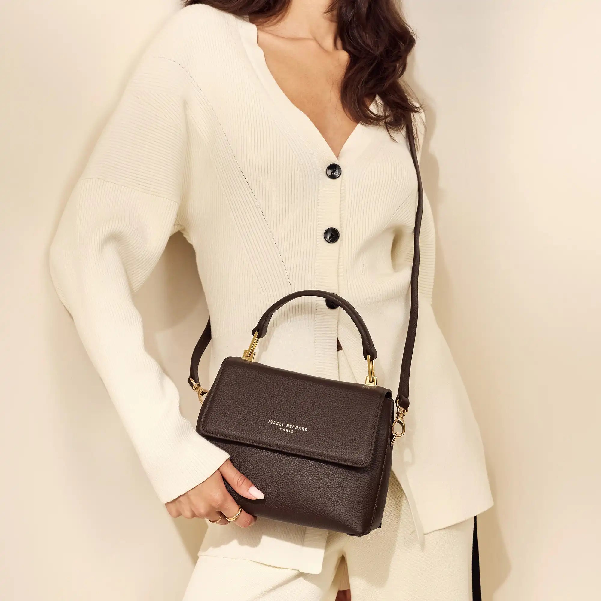 Isabel Bernard Femme Forte Heline Brown Calfskin Leather Handbag IB21130