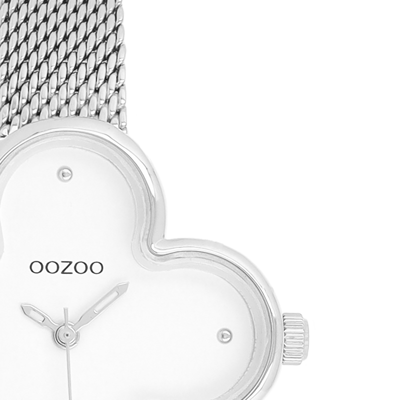OOZOO Timepieces Silberne Und Weiße Kleeblatt Damenuhr C11525-zoom-