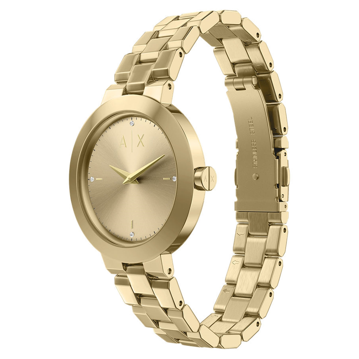 Armani Exchange Round Gold Watch with Gold Bracelet AX7177SET