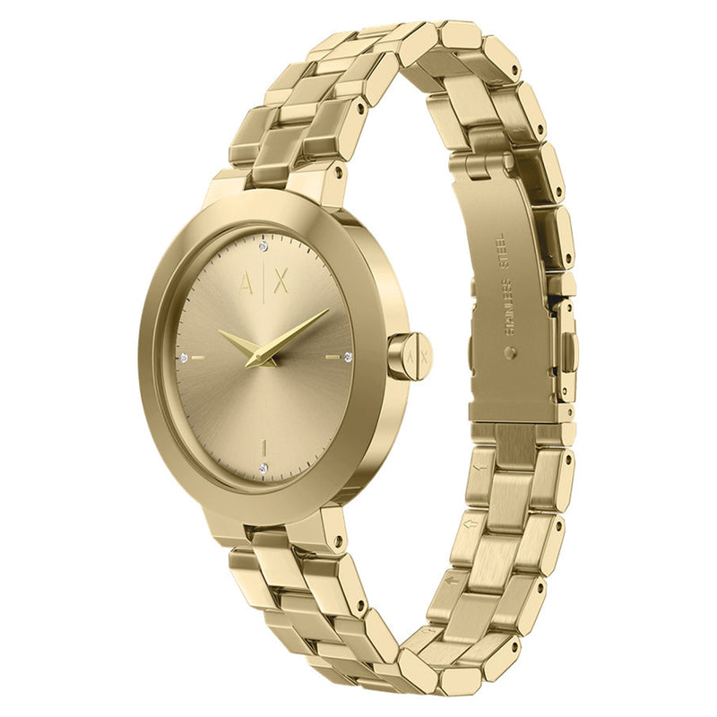 Armani Exchange Round Gold Watch with Gold Bracelet AX7177SET-zoom-