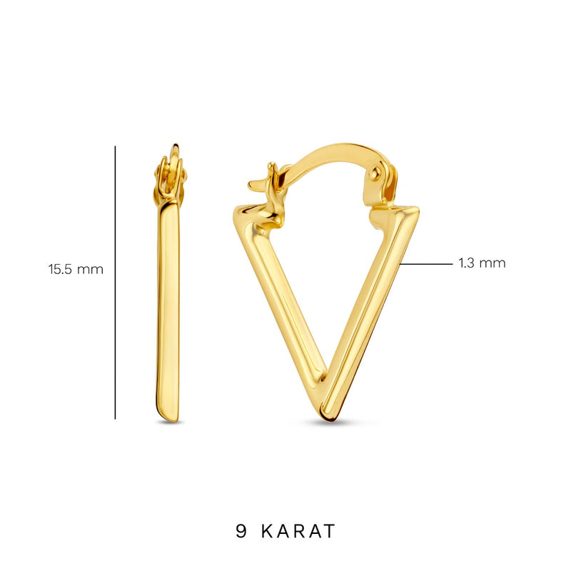 Beloro Jewels Della Spiga Luna 9 Karat Gold Traingle Earrings BO360082-zoom-
